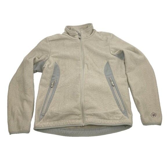 BOGO LL Bean Textured Fleece Full Zip Jacket Floral Embroiderd Women Petite Smal - Picture 2 of 15